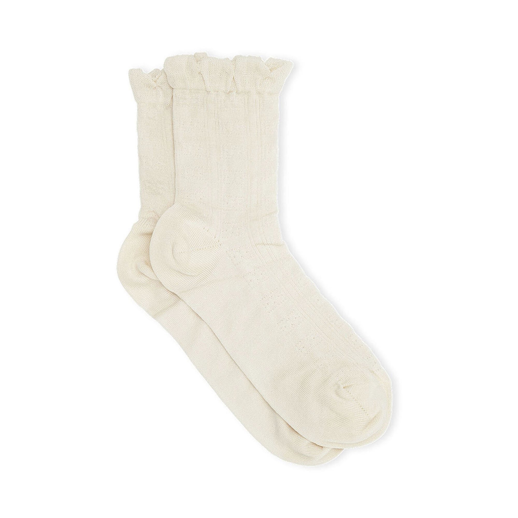 GANNI Short Ruffle Socks (Egret)