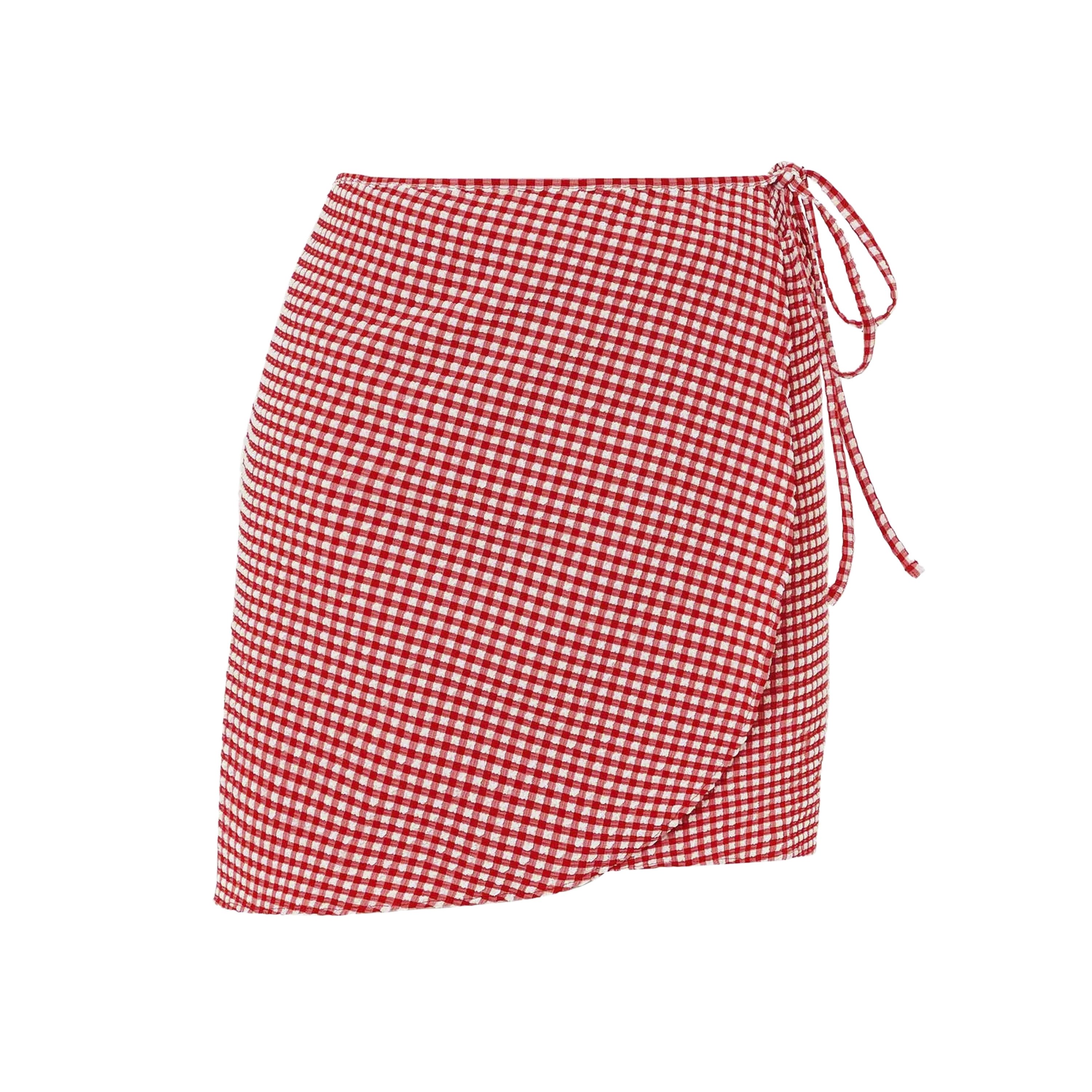 Hunza G Gingham Seersucker Short Sarong (Red Gingham)